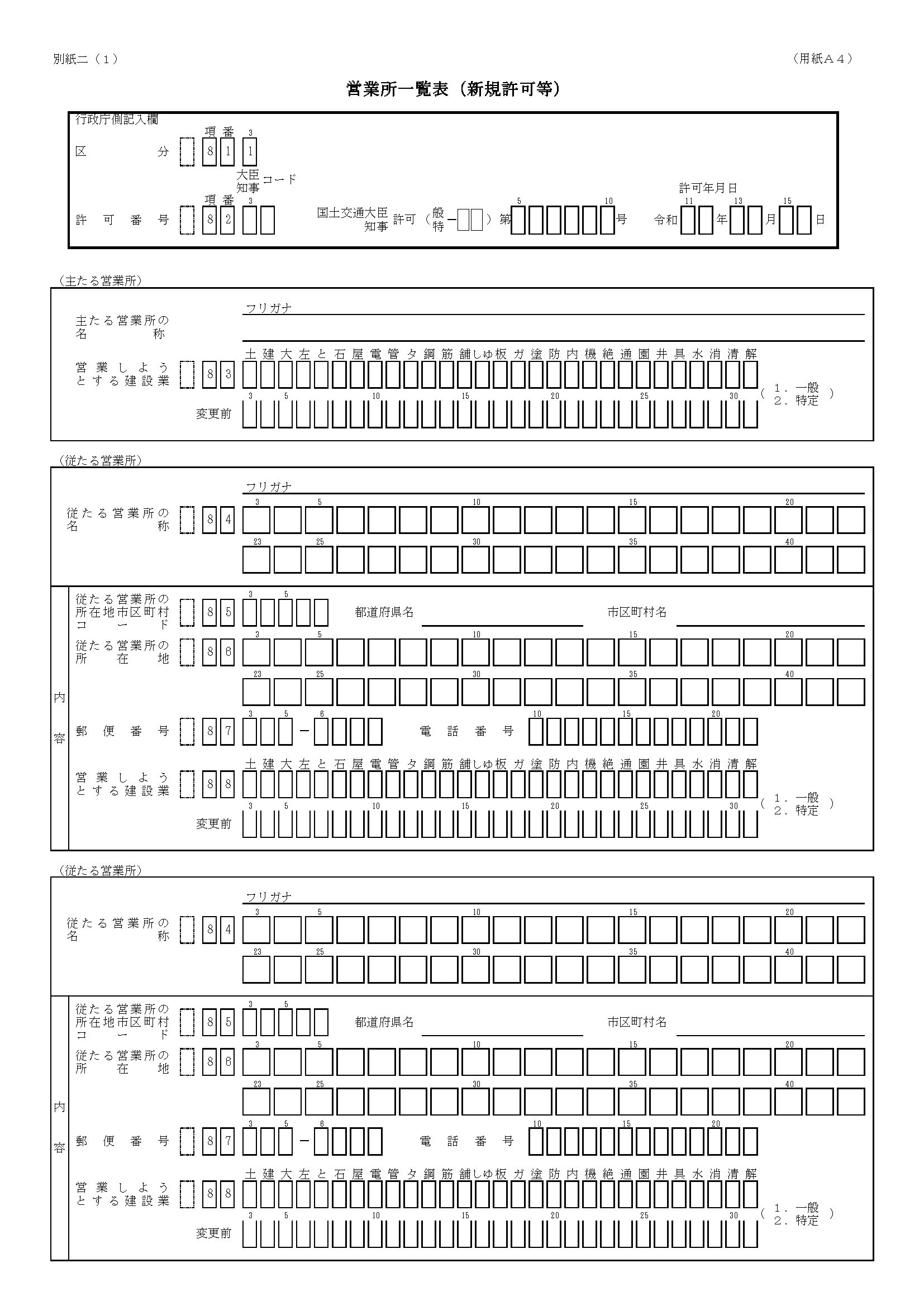 営業所一覧表（新規許可等）（別紙2(1)）の書き方を解説（東京都